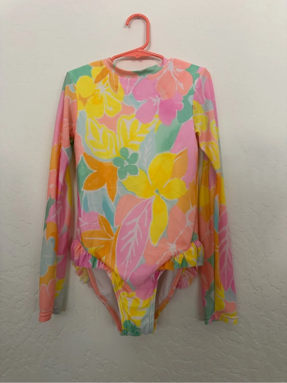 Cat & Jack Long-Sleeve Floral Rashguard - Pink, Yellow, Green
